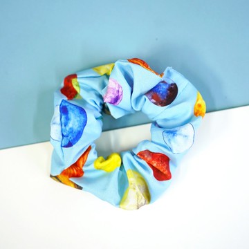 【Lunatic Planet】淺藍星球 水彩插畫 仿絲緞 髮圈 束髮帶