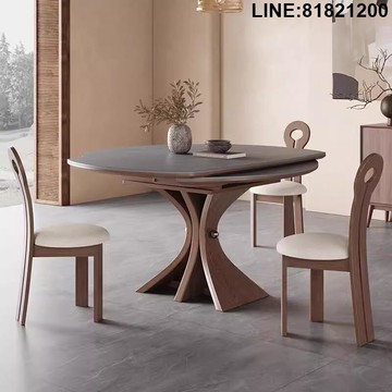 餐桌椅組合 餐桌 餐椅 免運 熱銷 附發票 大理石餐桌 岩板餐桌 實木餐桌 美式實木伸縮折疊餐桌可變圓桌新款網紅法式中古風圓形小戶型 支持訂製