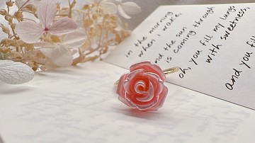 玫瑰花 粉紅 戒指 可調式 14K包金 氣質 花朵