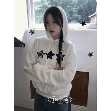 Codibook｜韓國 thepink 休閒寬鬆星星補丁連帽上衣［預購］長袖上衣 連帽上衣 女裝
