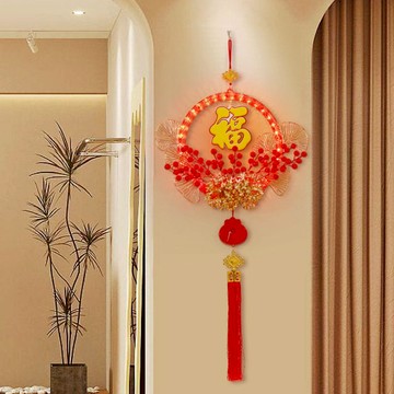 新年鴻運花環流光LED掛燈_28CM 福字28CM