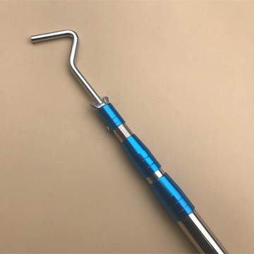 無尖鍍鋅彎鉤藍套桿 鉚釘加固伸縮不銹鋼竿起網勾子 3米6米取物鉤