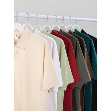 【小白家】重磅240g全棉短袖polo衫男女純棉翻領落肩t恤大碼寬松