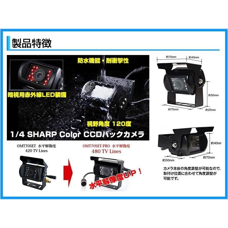 農業用トレーラー バックカメラ 12V/24V + 7インチ ミラーモニター