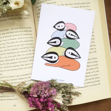 擠在一起也沒關係 高質感厚磅數插畫明信片 卡片