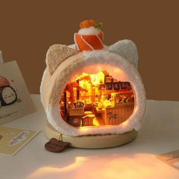 手工diy diy禮物 情侶禮物 【送贈品】毛絨玩具diy手工小屋拼裝模型房子擺件帶燈禮盒 送女生 擺飾 toy
