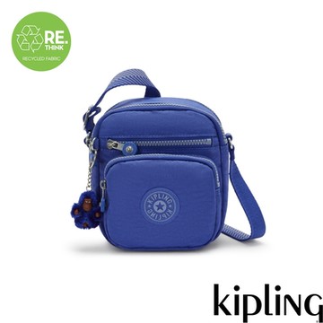 Kipling 寶藍色多袋小巧斜背包-RON
