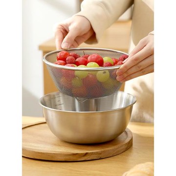 不銹鋼洗菜盆瀝水籃家用廚房淘米神器洗米篩淘米盆濾水籃瀝水漏盆