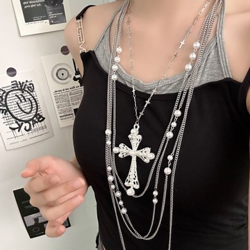 【台灣公司 可打統編】免運 多層項鏈朋克重工ins風十字架疊戴項鏈小眾高級設計感辣妹鎖骨鏈 可開發票 全館五折 工廠現貨直銷 新品特價 z9211