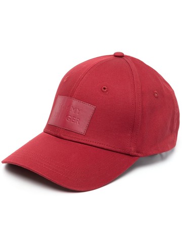 Tommy Hilfiger - logo-appliquè organic cotton cap - women - Organic Cotton/Calf Leather - One Size - Red