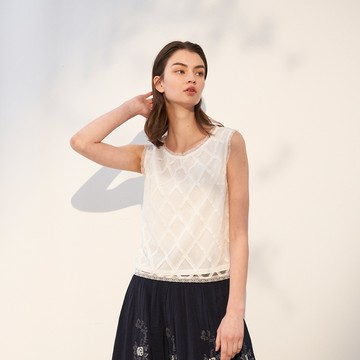 CLL巧玲瓏 菱格蕾絲百搭背心 2314604