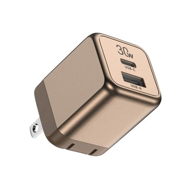 TOTU 30W 雙孔 GaN氮化鎵充電器 PD+QC USB+Type-C 1C1A 金彩