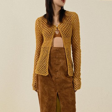 【NaSuBi Vintage】鏤空織花針織古著罩衫外套