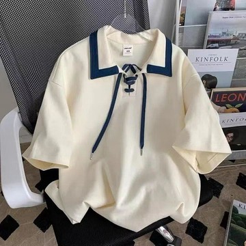 polo衫女短袖夏季新款設計感時尚日系甜美學院風情侶上衣t恤女ins