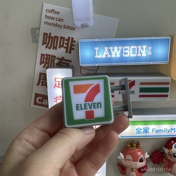 711冰箱貼便利店小夜燈全家發光磁吸創意燈牌展示牌模型帶燈玩具711 全家 燈箱 髮光招牌 稀奇古怪磁貼 創意燈箱冰箱貼