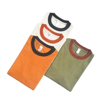 美式復古懷舊校園風短袖T恤男女厚實260g精梳棉純色Ringer Tee