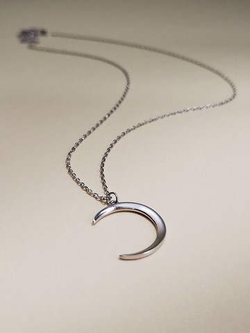 簡約純銀月亮項鍊 | 極簡純銀弦月頸鏈 | 輕巧純銀月光項鏈