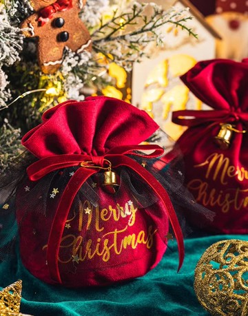 【禾果】聖誕節平安綜合果乾絨布包-紅色