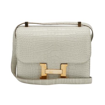 二手品 Hermes Constance 24 霧面鱷玫瑰金釦肩背/斜背包(C刻/冰川灰)