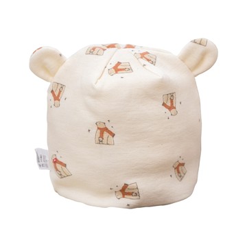 JoyNa - 2入-新生兒帽子 四季款胎帽 0到3月初生寶寶帽-溫暖熊寶+隨機一入 (帽圍37cm)