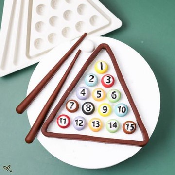 臺球桌球迷你仿真數字硅膠模具  男士翻糖生日蛋糕烘焙模具