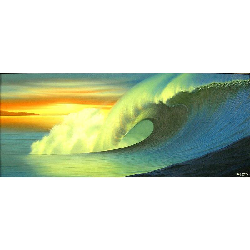 バリアート絵画 特大 横 Big Wave in Sunse Windy Special Order作品 額横約134cmx縦63cm