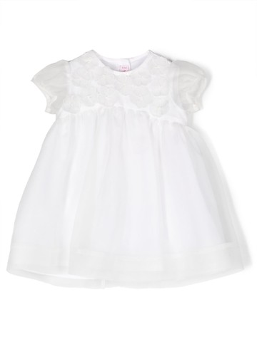Il Gufo - floral-appliqué flared dress - kids - Silk/Cotton - 24 - White