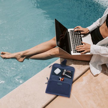 【TRAVELON】扣式3C線材收納包(海軍藍) | 線材收納包 隨身收納包