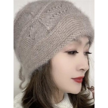 2025冬季新款后抽繩子多種戴法針織女士百搭時尚冬天韓版保暖帽女