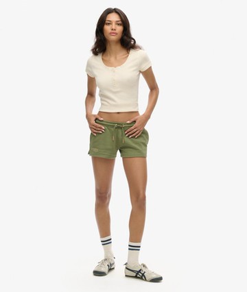 Superdry Women's Women's Essential Logo Shorts Khaki / Olive Khaki - Size: 10 Size: 6