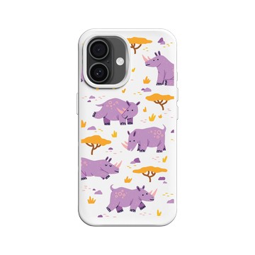 iPhone 16 SolidX 白 - RHINOSHIELD X Taipei Zoo - 白犀牛：插畫