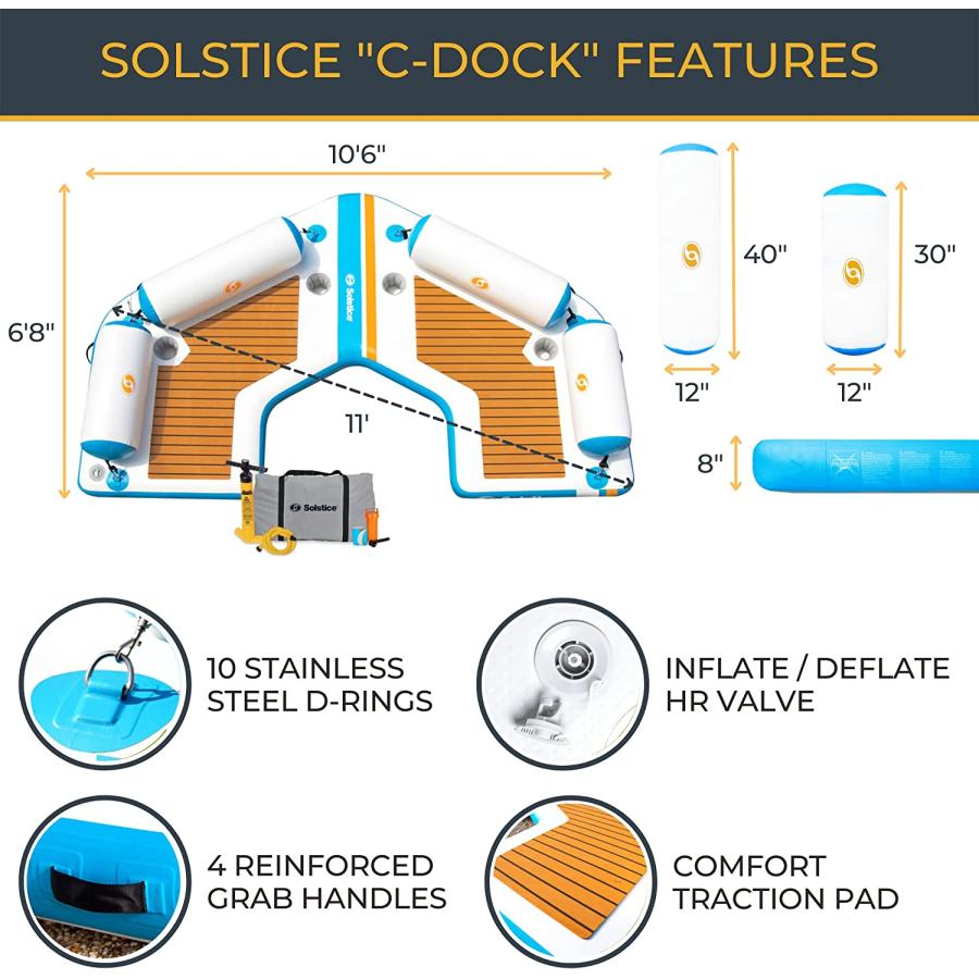 SOLSTICE Original Inflatable Floating Dock Series, Stable Platform Raft for