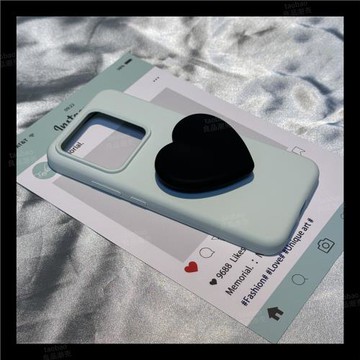 曼波淺綠愛心支架適用三星S25/S21手機殼S23簡約22耐臟s24+創意S23fe/NOTE20液態硅膠Ultra女