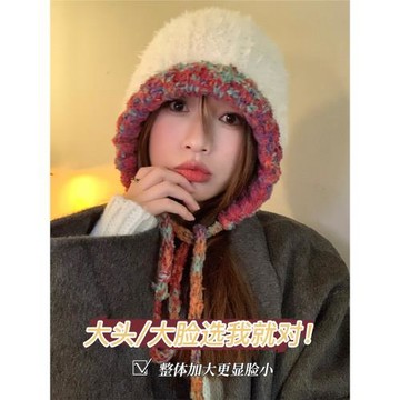 冬季毛茸茸包頭帽百搭系帶護耳