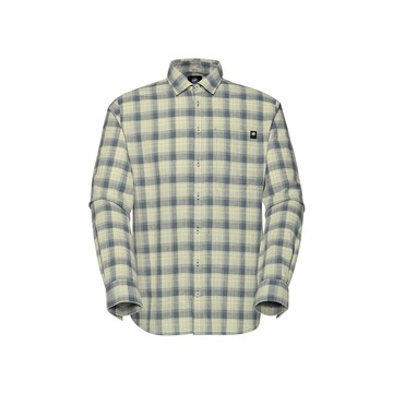 MAMMUT Trovat Summer LS Shirt AF 棉麻混紡長袖格紋襯衫 男款 鼠尾草銀綠/阿穆特恩黃 #1015-01600