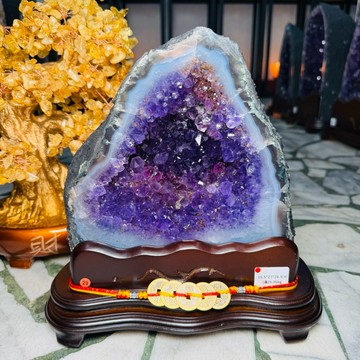 天然水晶 超美鈦晶洞 巴西紫水晶洞 ESP+✨5.36kg❤️千層感瑪瑙 鈦晶 水晶洞 晶洞 紫晶洞 鈦晶 A3376