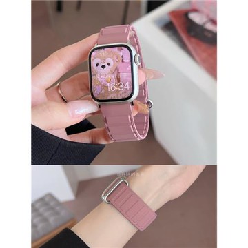 柔軟夏季硅膠磁吸扣適用于applewatch9蘋果s978代654SE靜靜的表帶