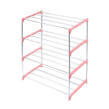 小麥購物 北歐簡約鍍鋅鋼4層鞋架 L2917  北歐粉  1個