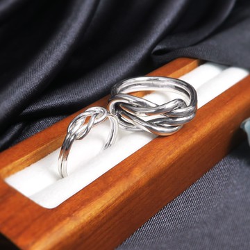 ART64 純銀 永結同心 平結 情侶對戒組【迷你版加寬版】情侶戒指 925純銀戒指