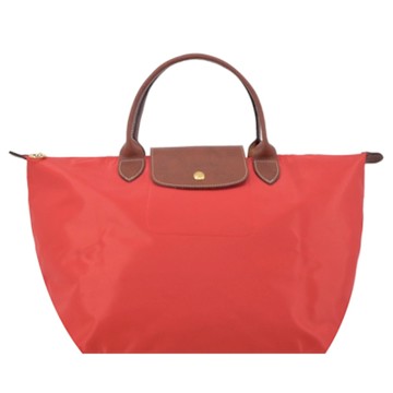 LONGCHAMP LE PLIAGE系列短把再生尼龍摺疊水餃包(中/番茄紅)