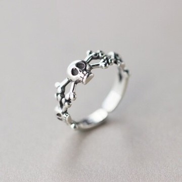 925純銀戒指開口戒-個性獨特骷顱造型生日情人節禮物女飾品73dt326【獨家進口】【米蘭精品】