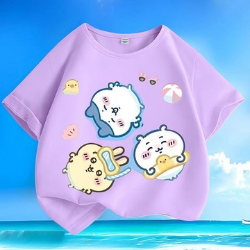 優選好物🌈吉伊卡哇新款夏季圓領舒適純棉男女小中兒童短袖百搭寬鬆休閒上衣