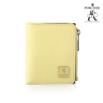 PORTER INTERNATIONAL - 復古品味MORI雙折零錢短夾 - 鵝黃色