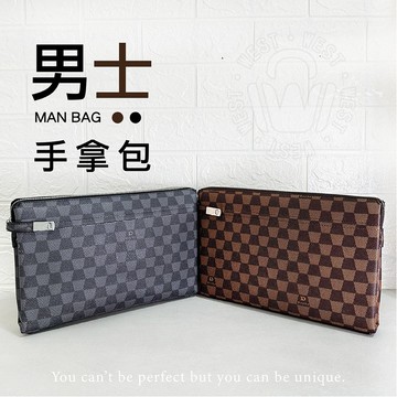 (台灣現貨) 歐洲品牌Derby 棋盤格 手拿包 禮物 手抓包 防水 手拎包 防盜手包 手提包 輕薄 信封包 80017