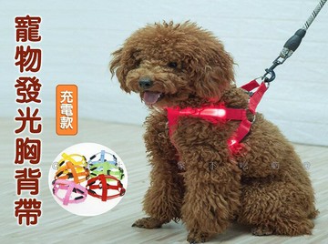 @貨比三家不吃虧@寵物發光胸背帶 LED發光寵物胸背帶 夜光狗背帶 牽引繩 寵物外出用品 可調節 牽繩 工型 狗項圈 防車禍
