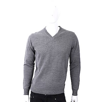 TRUSSARDI 皮革標灰色針織羊毛衫