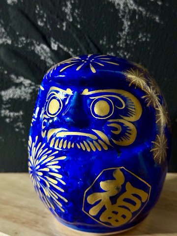 京燒 清水燒 |花結晶 達磨 中 瑠璃X金彩 花火