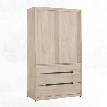 文創集 比克坡3.9尺六抽推門衣櫃/收納櫃-118x60.5x197cm免組