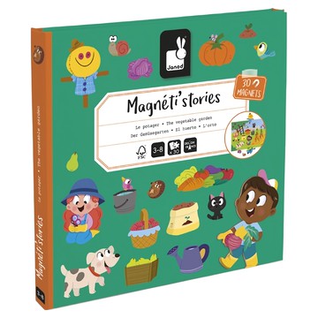 Janod磁鐵故事書 30片磁鐵 激發想像力 培養手眼協調 安全無毒  快樂菜園 多色  1本