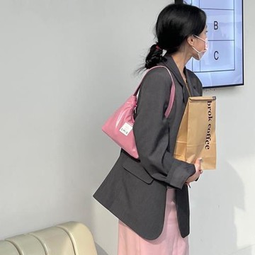 韓國新款腋下包女小眾設計法棍包 ins簡約百搭純色軟皮手拎單肩包